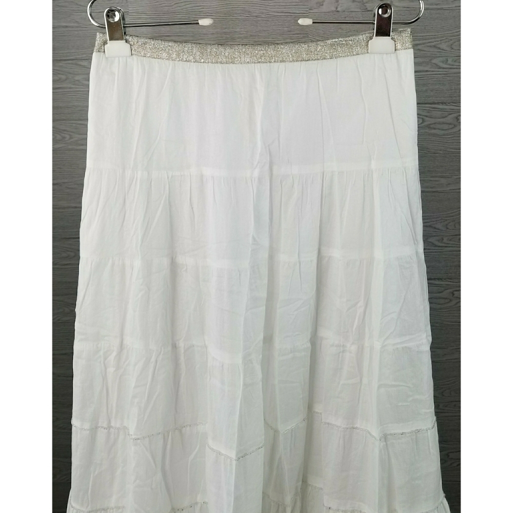 CYNTHIA VINCENT // boho peasant silver beaded tiered maxi skirt - Picture 2 of 16